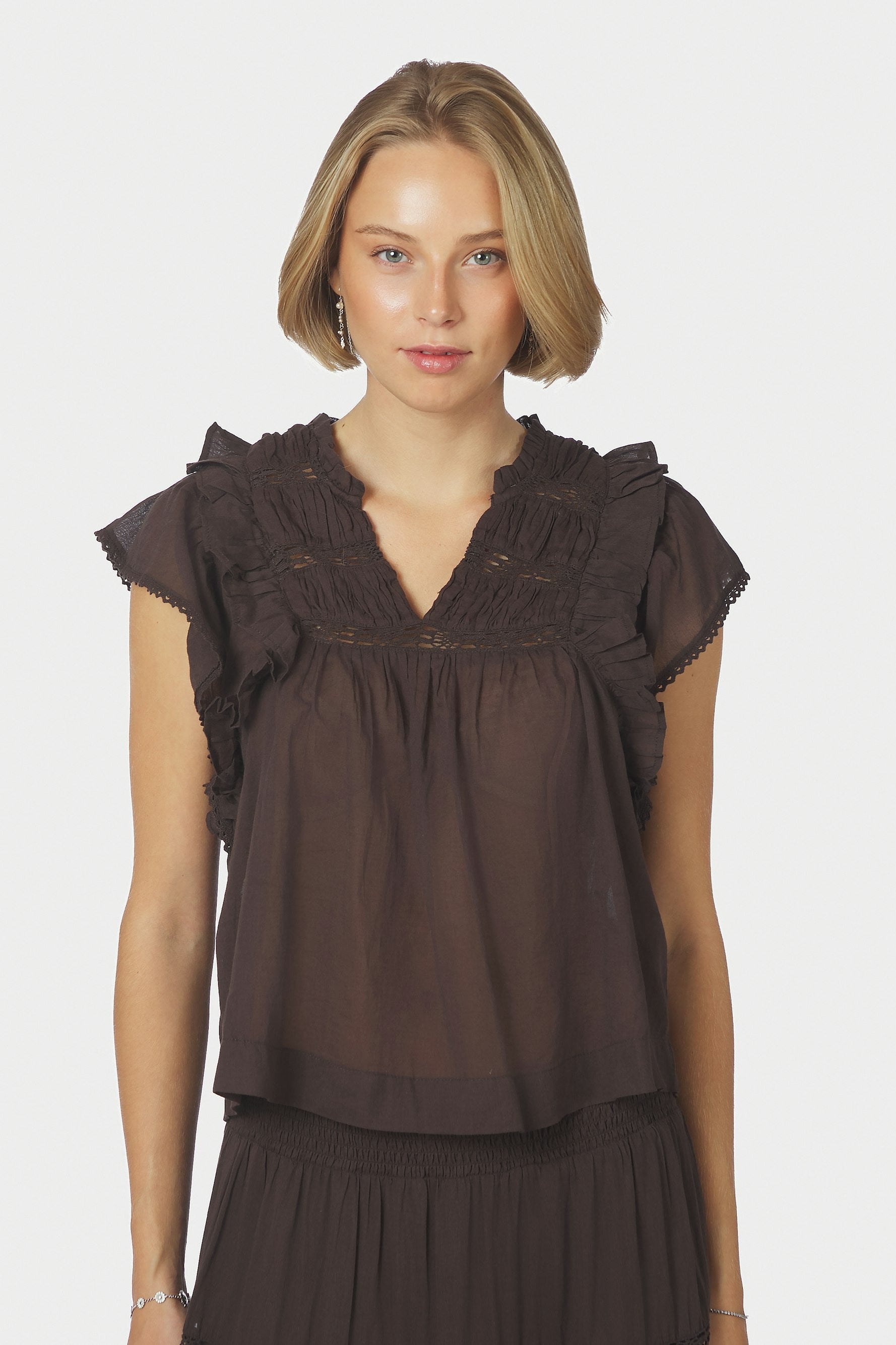 Jayla S Voile top - mørkebrun